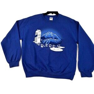 Men’s L Blue Graphic Sweatshirt Milk & Cookies Cereal Wave Fluids ECR Cable Car